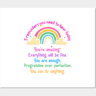 Cute Colorful Rainbow Inspirational Words Posters and Art